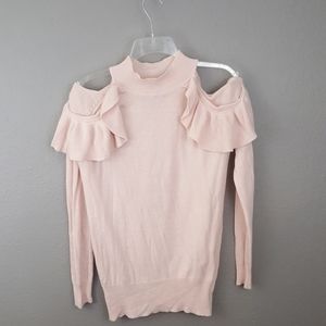 Pink Cold Shoulder Sweater Top